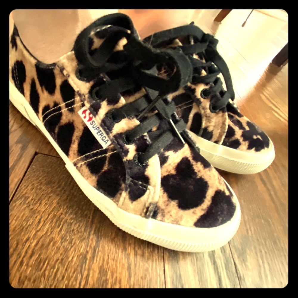[nwot] SUPERGA 🐆 Velvet Leopard Sneakers • Size 8